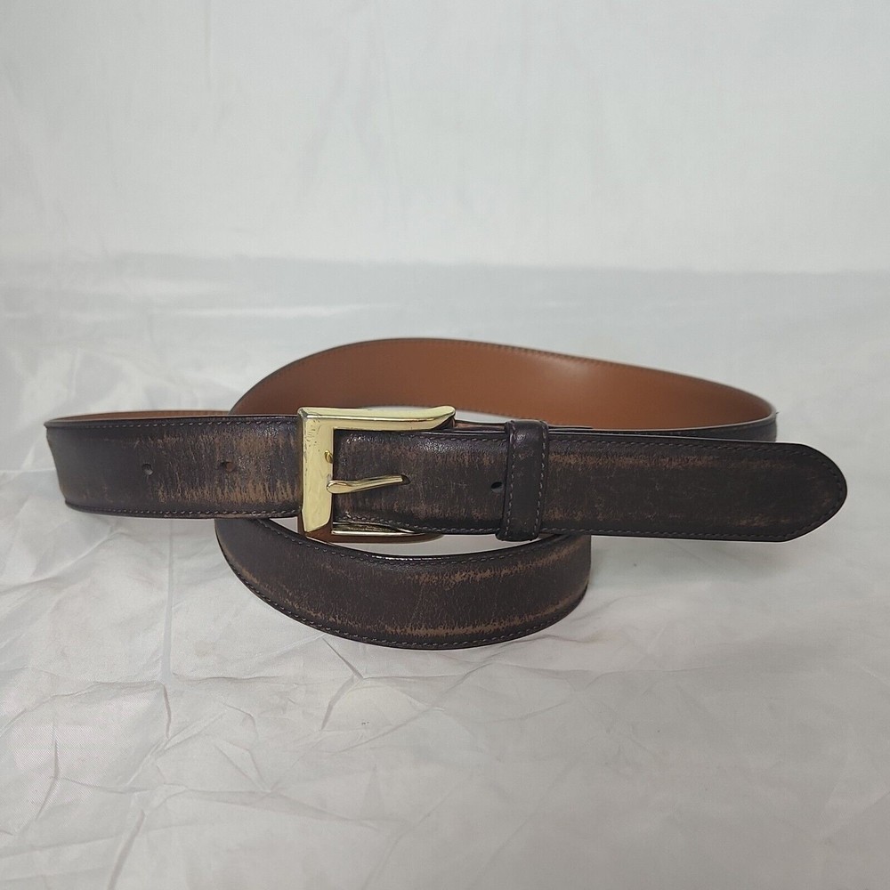 Coach Leather Belt 38" 95 Cm F90264 distressed A12 square brass buckle